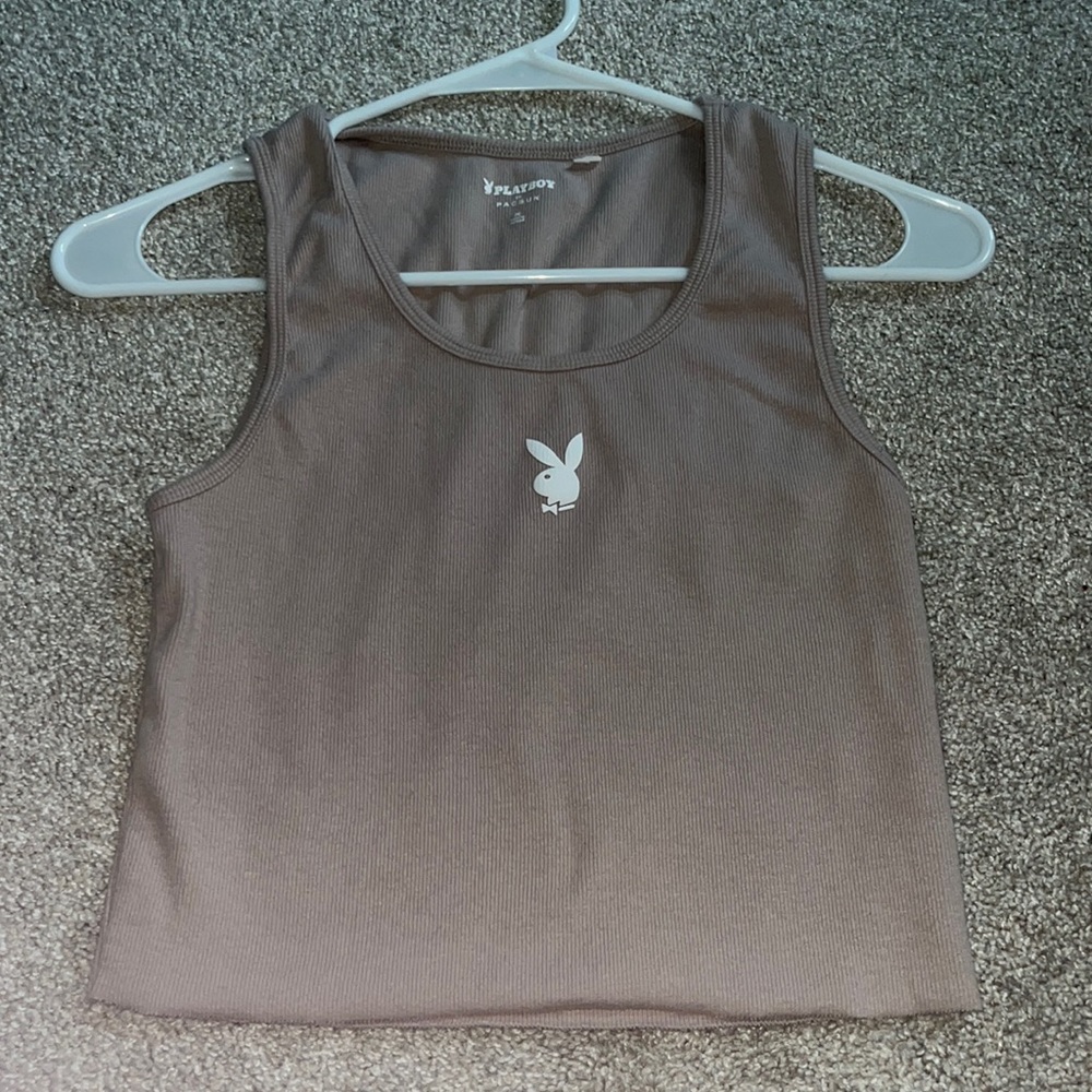 light brown playboy tank - size M
